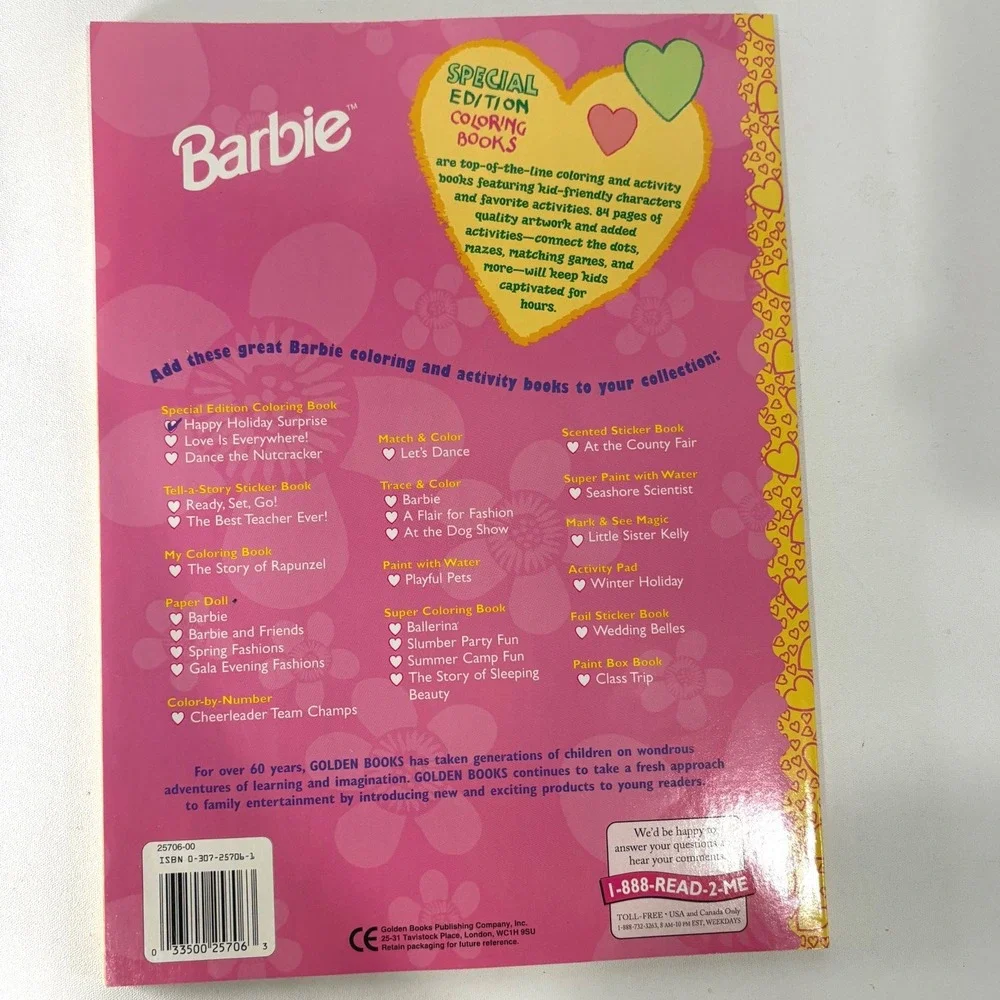 Vintage 1998 Barbie Happy Holiday Surprise Coloring Book Golden Books Special Ed